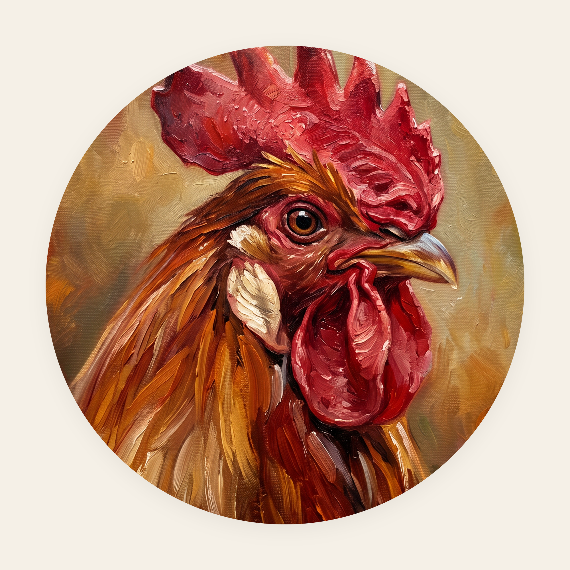 Proud Rooster rond schilderij