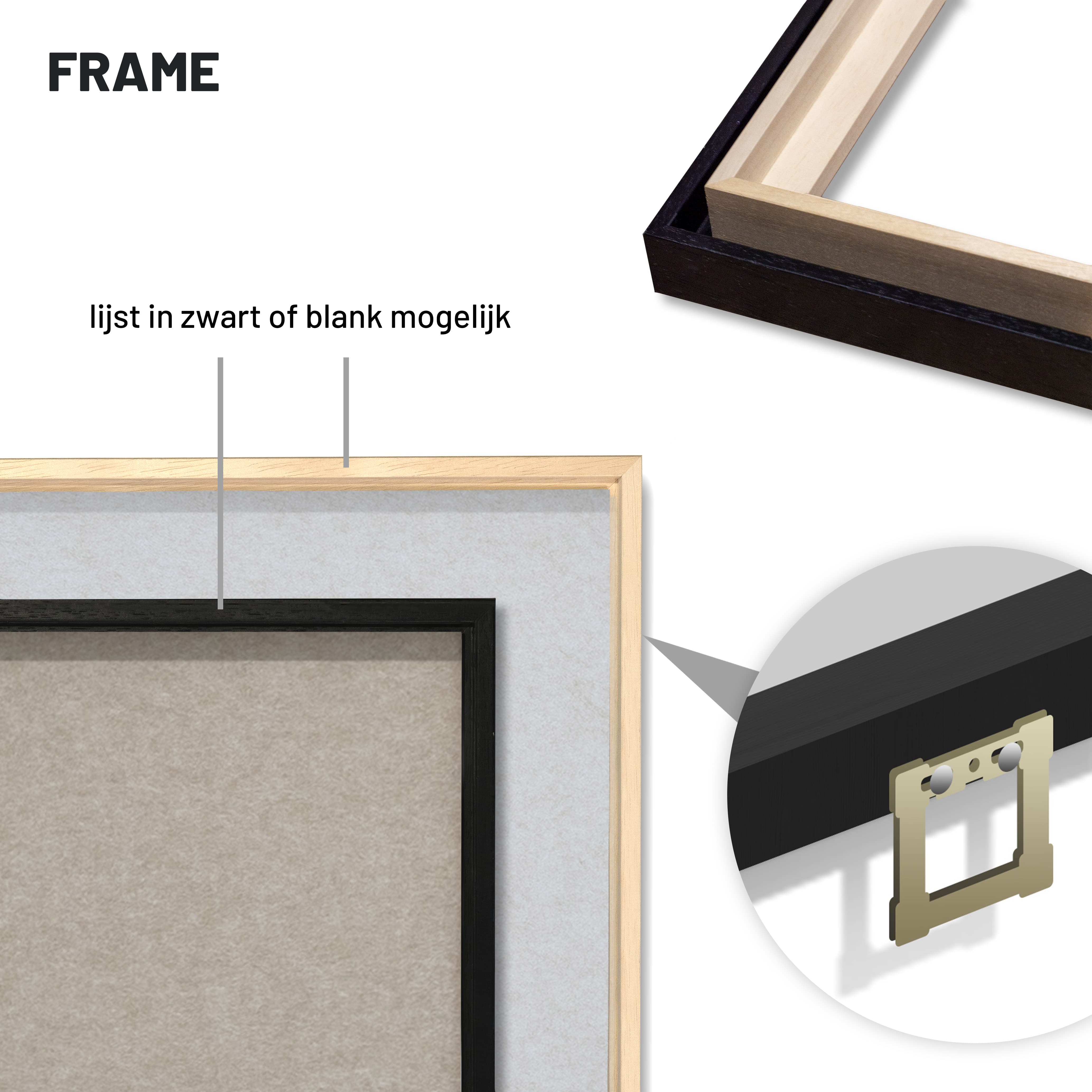 Décoration murale Wandkraft : cadre caisse en noir ou naturel avec ferrure de suspension métallique pour feutre acoustique. pour un intérieur élégant