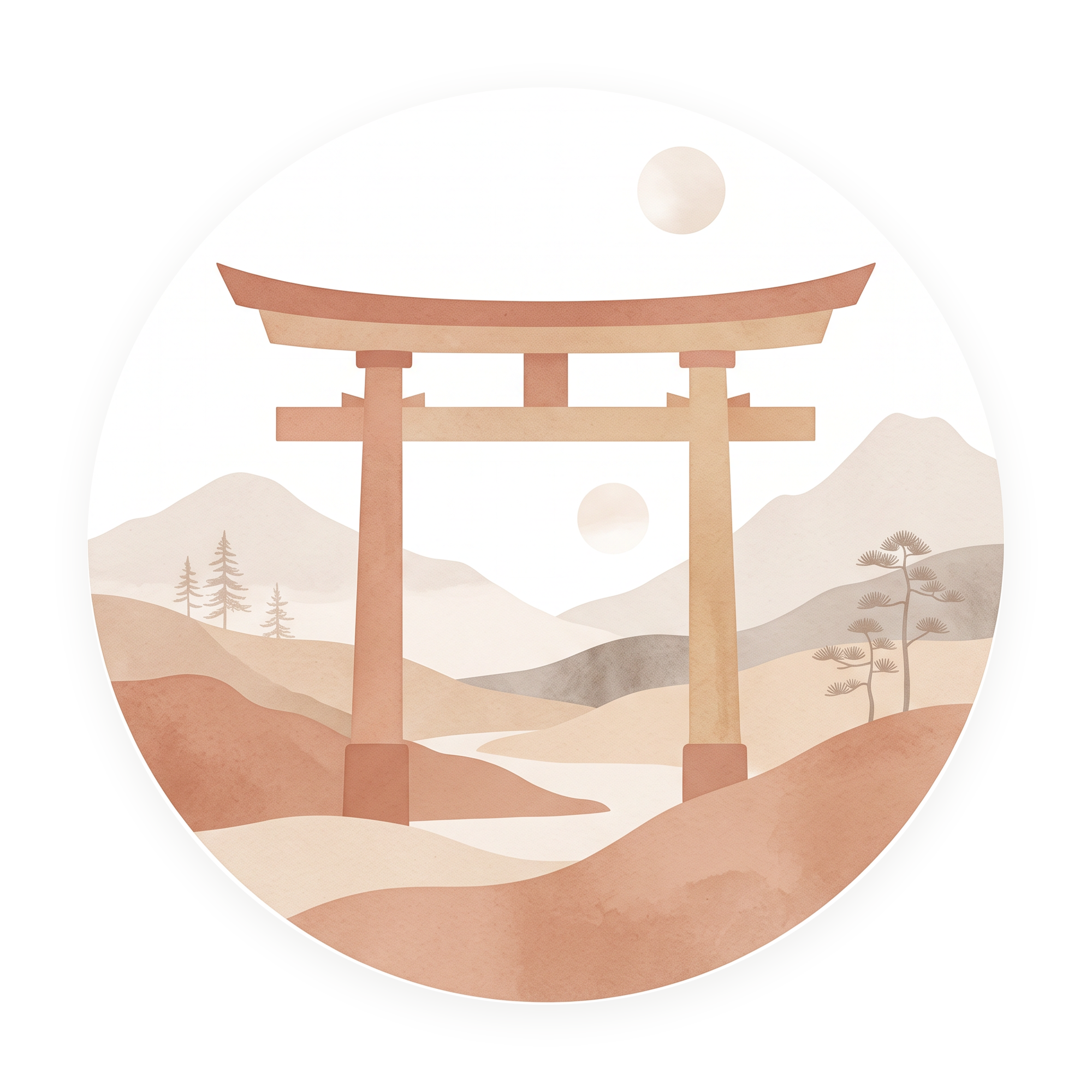 Torii Calm rond schilderij