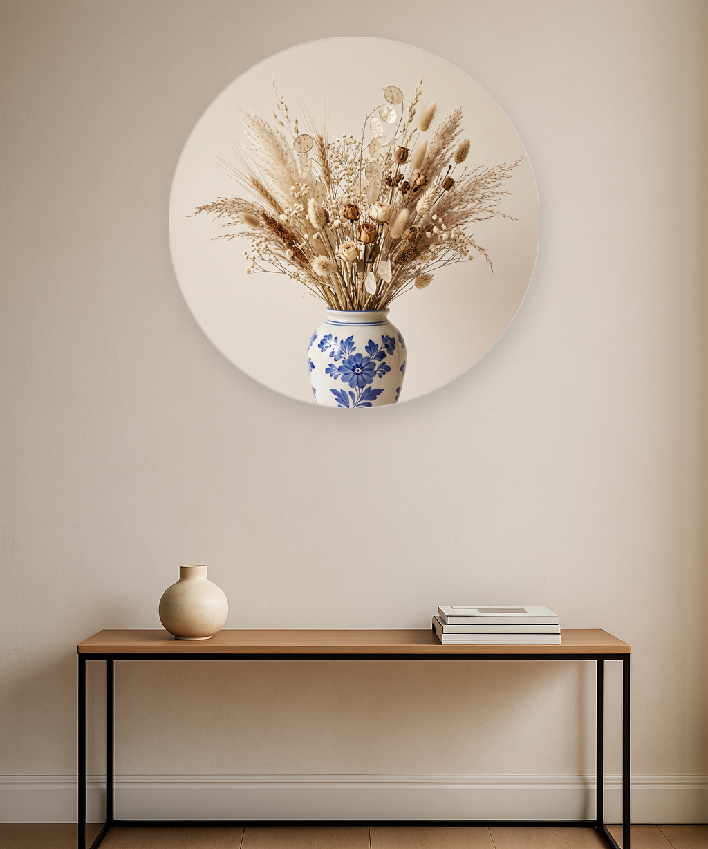 Winter Grasses ronde wanddecoratie in modern interieur
