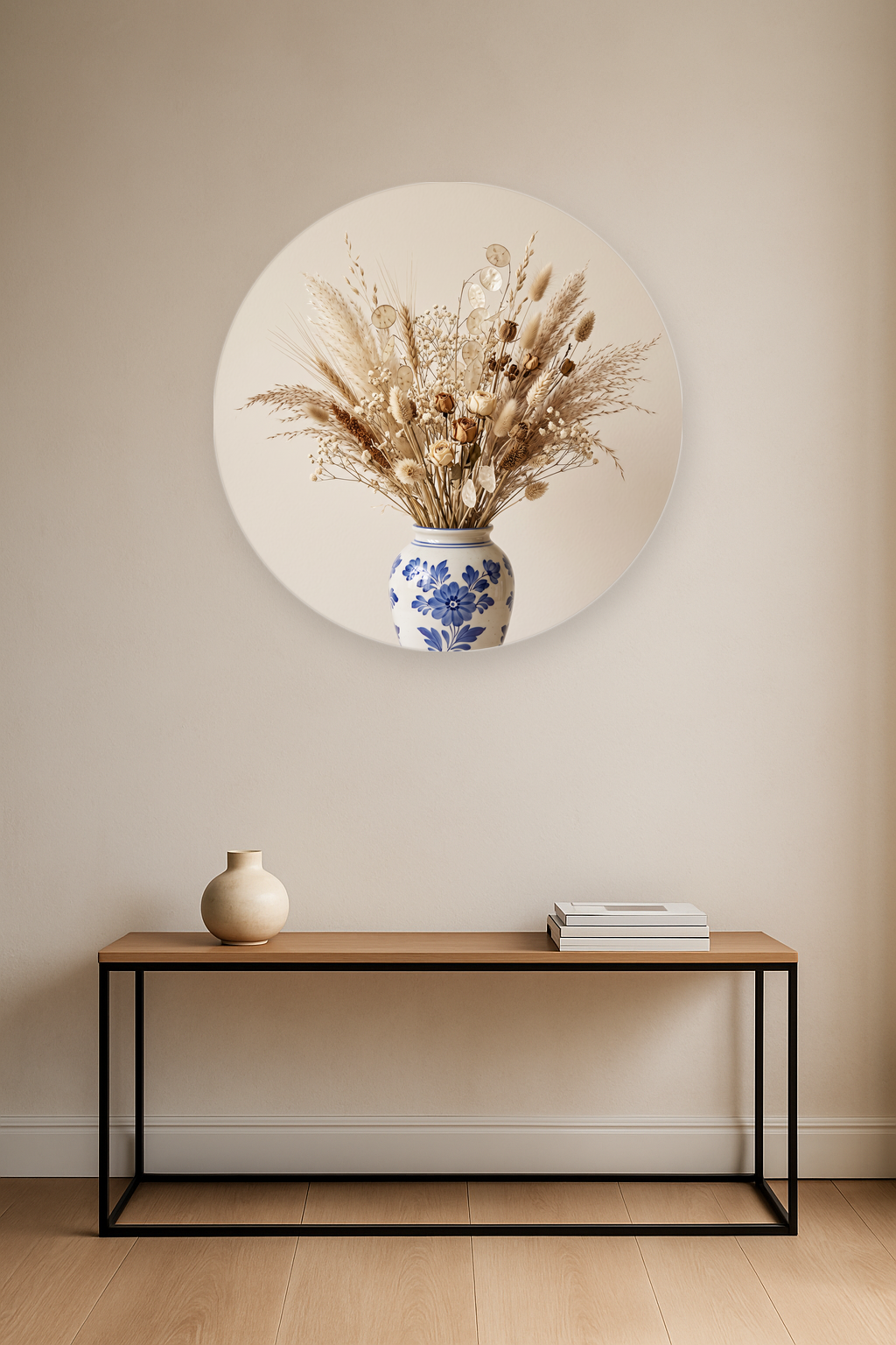 Winter Grasses ronde wanddecoratie in modern interieur