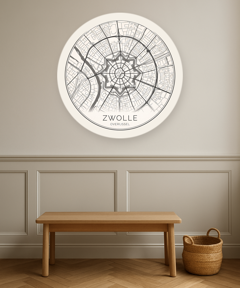 Zwolle stadskaart in interieur