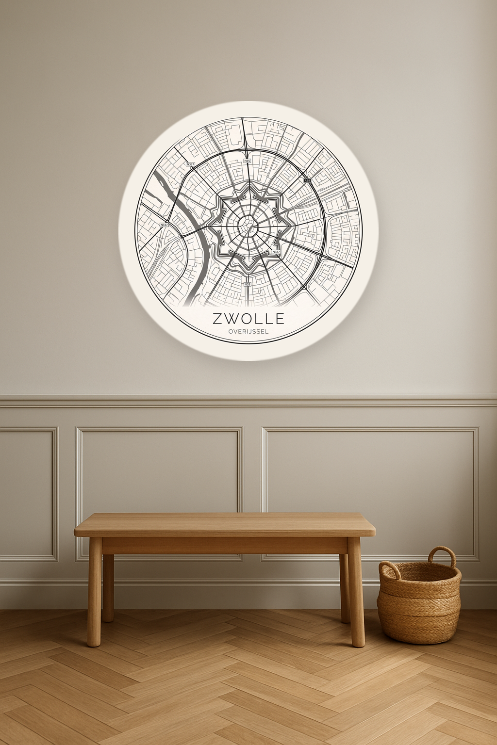 Zwolle stadskaart in interieur