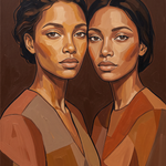 Almost Twins - dubbelportret twee vrouwen wanddecoratie