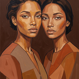 Almost Twins - dubbelportret twee vrouwen wanddecoratie