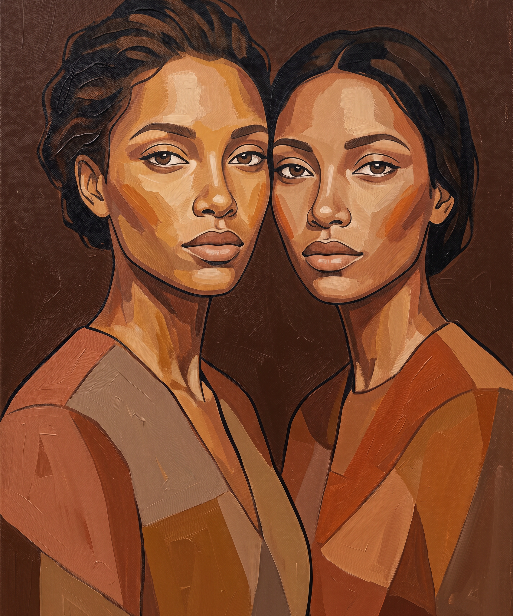 Almost Twins - dubbelportret twee vrouwen wanddecoratie