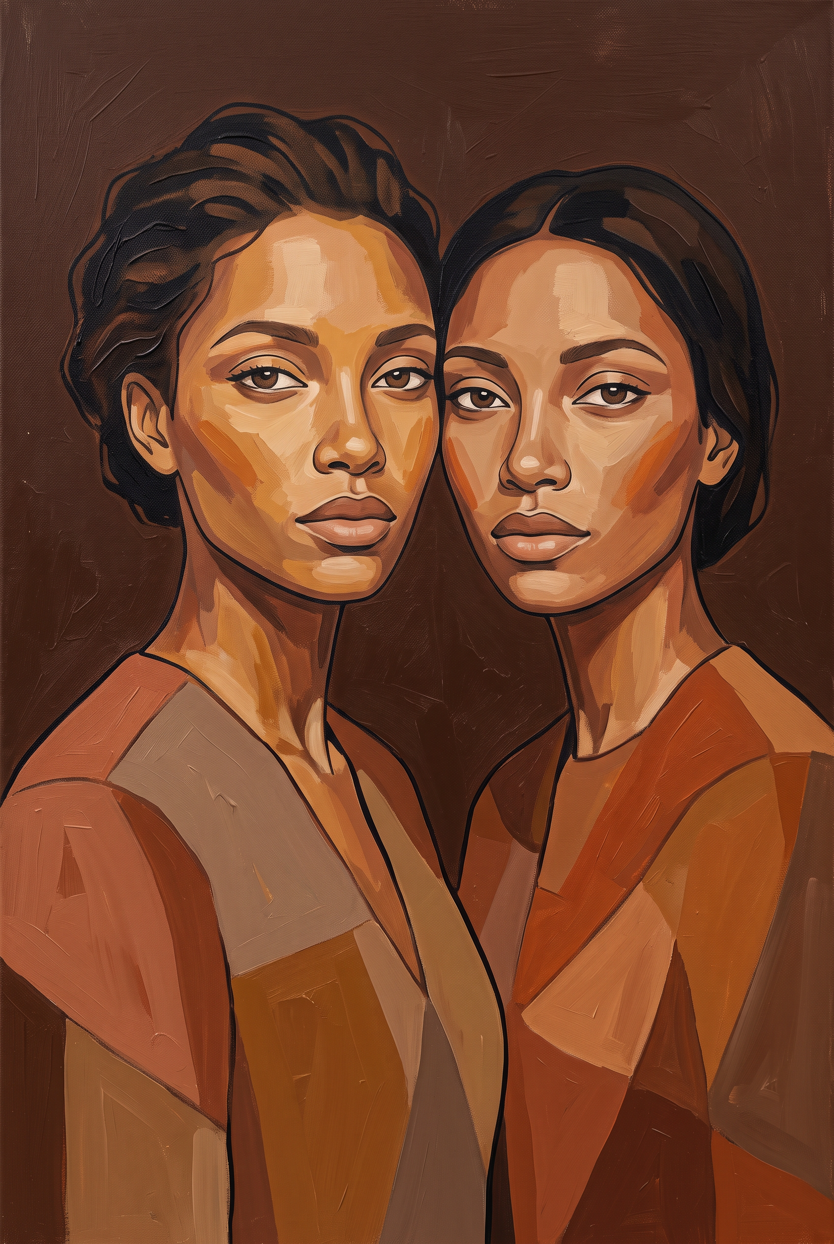 Almost Twins - dubbelportret twee vrouwen wanddecoratie