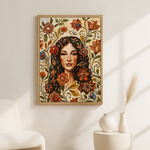 Amber Gaze van Wandkraft op canvas in blanke baklijst, in een licht Scandinavisch interieur.