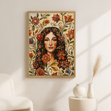 Amber Gaze van Wandkraft op canvas in blanke baklijst, in een licht Scandinavisch interieur.