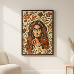 Amber Gaze van Wandkraft op canvas in wenge baklijst, in een licht Scandinavisch interieur.