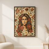 Amber Gaze van Wandkraft op canvas in wenge baklijst, in een licht Scandinavisch interieur.