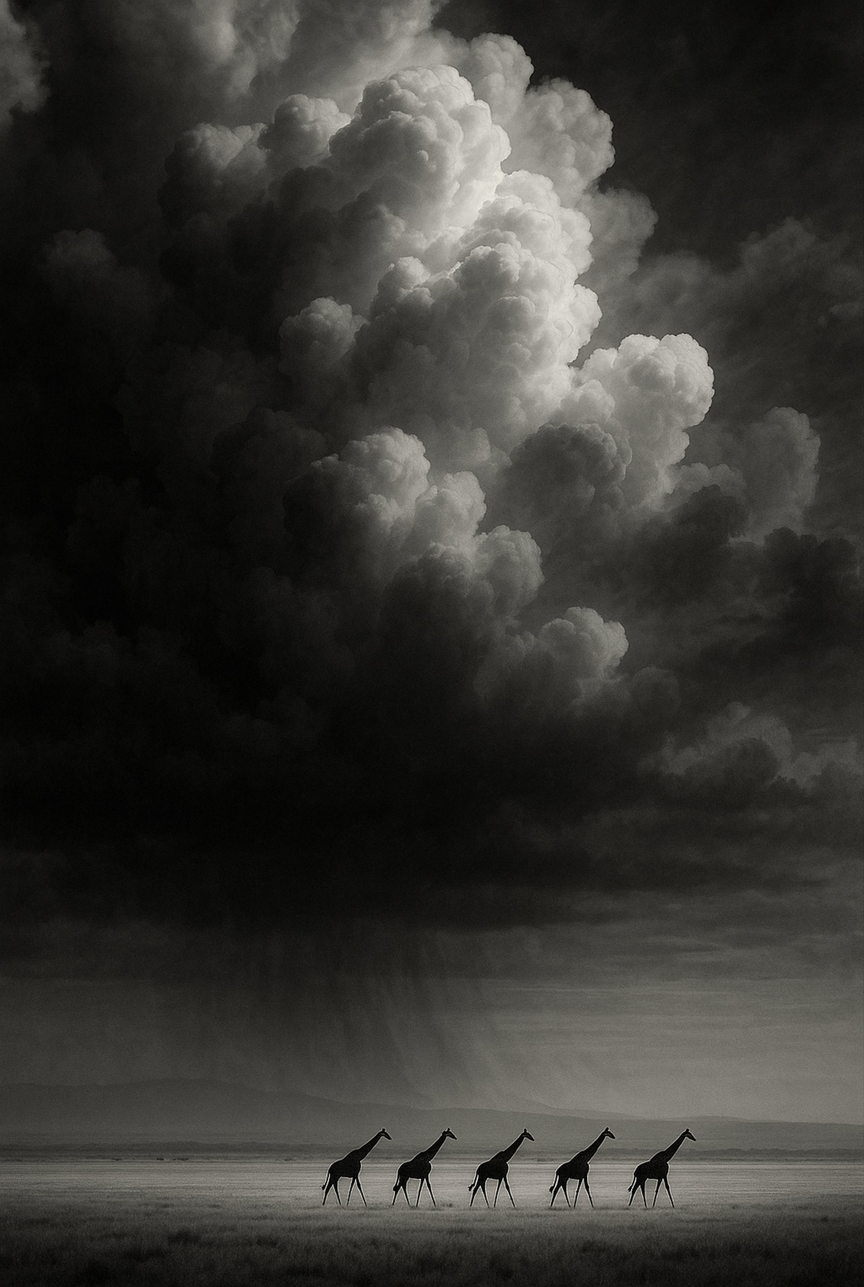 Amber Storm - zwart-wit dierportret, Wandkraft