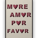 Amor Por Favor akoestisch viltpaneel met zwarte baklijst, vrijstaand