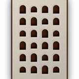 Arch Rhythm akoestisch viltpaneel met kastanjebruine (wenge) baklijst, vrijstaand