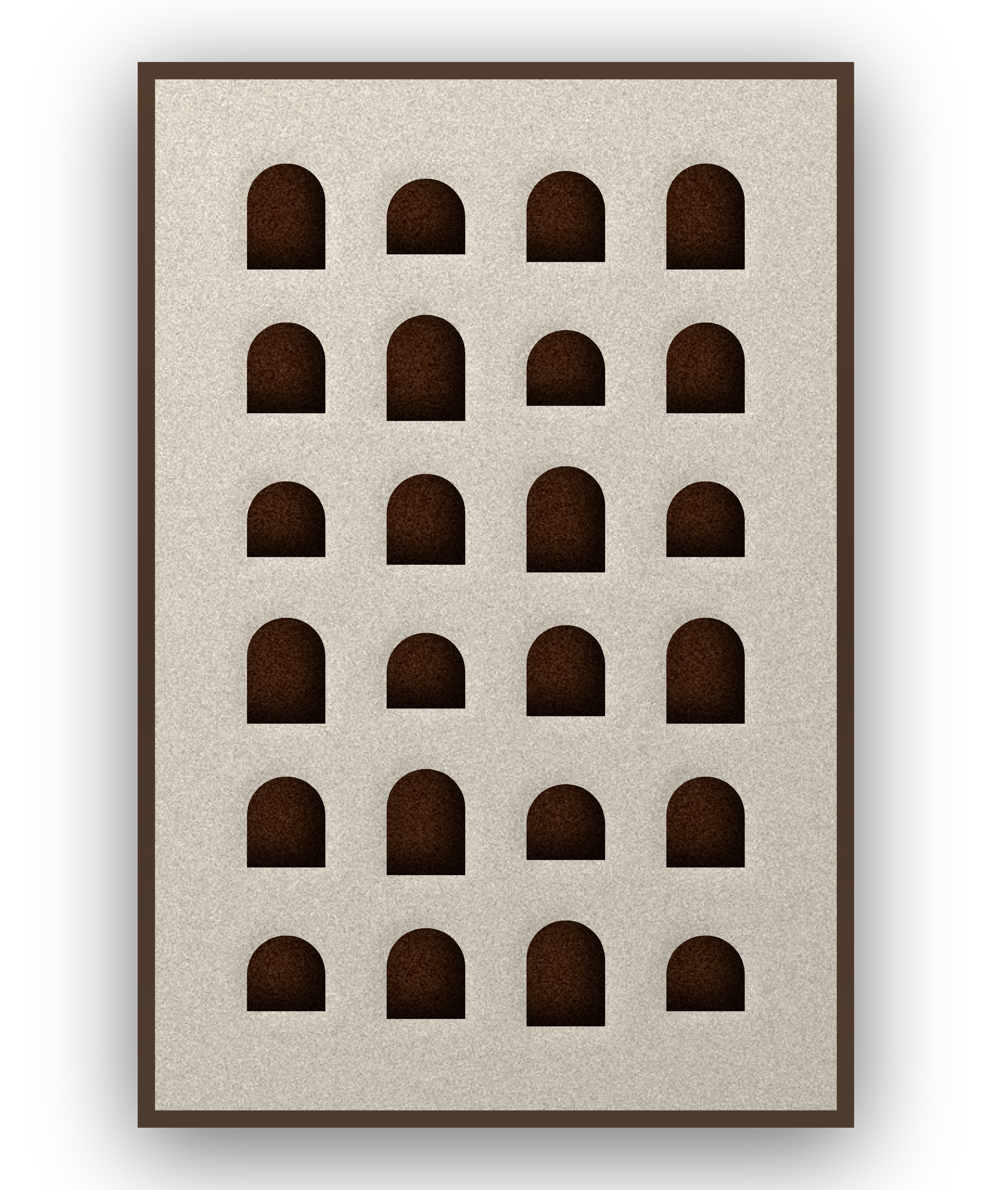 Arch Rhythm akoestisch viltpaneel met kastanjebruine (wenge) baklijst, vrijstaand