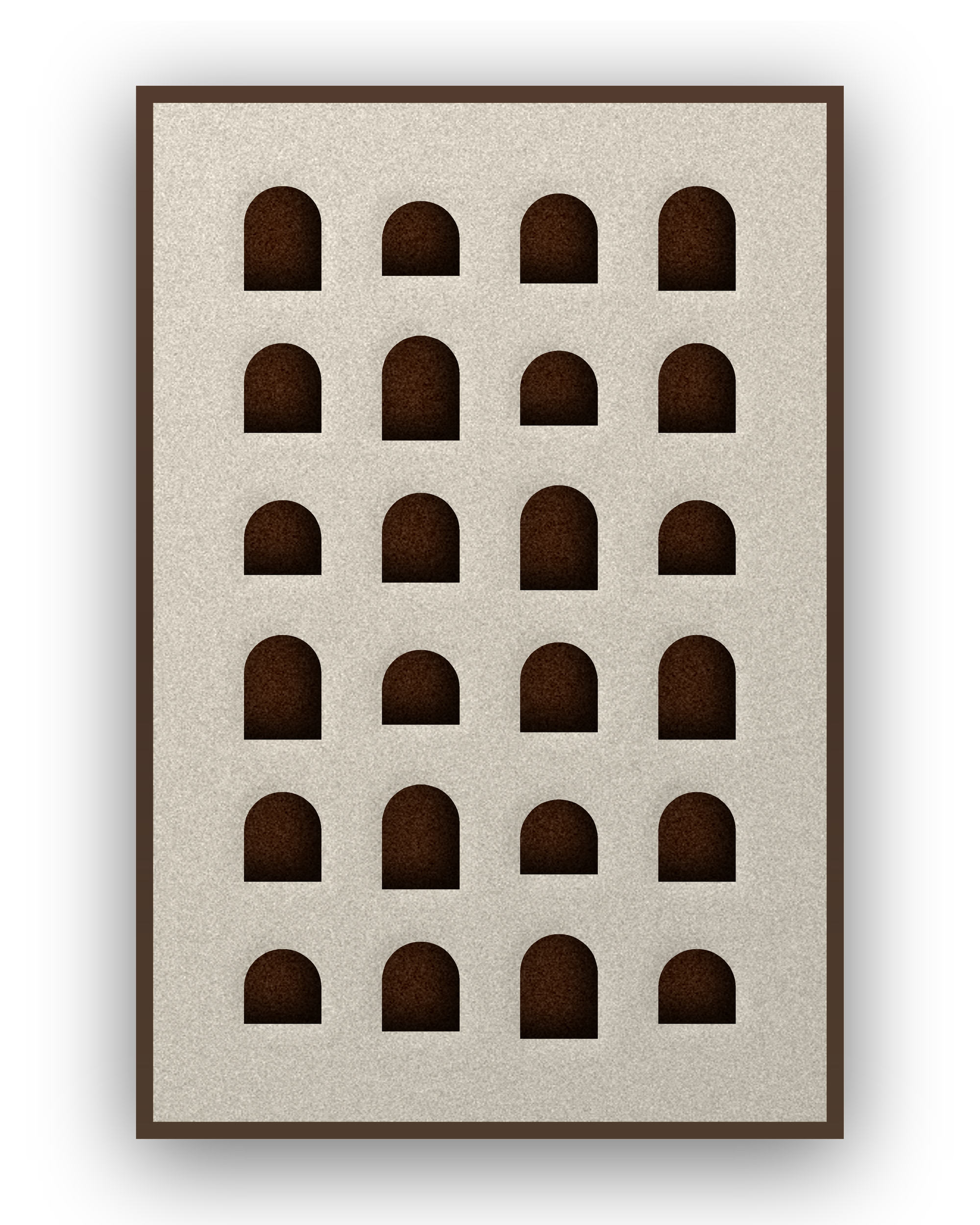 Arch Rhythm akoestisch viltpaneel met kastanjebruine (wenge) baklijst, vrijstaand