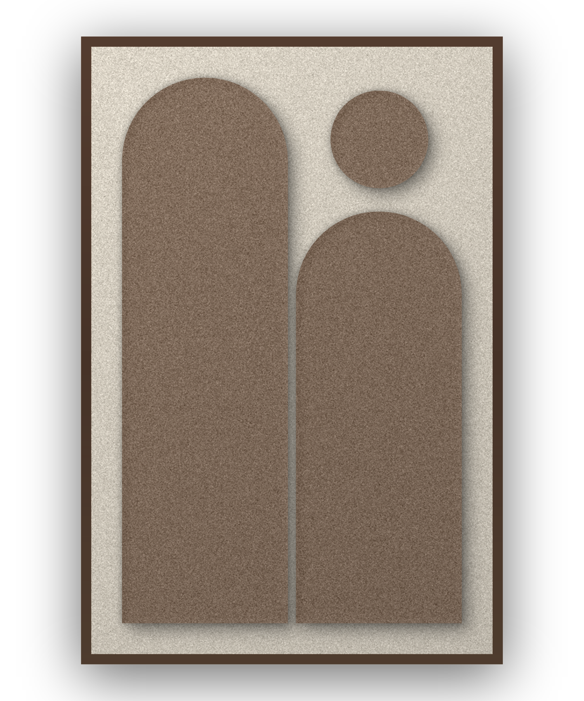 Arch Gate Cocoa Akustikfilz-Paneel mit kastanienbraunem Schattenfugenrahmen (Wenge), freigestellt