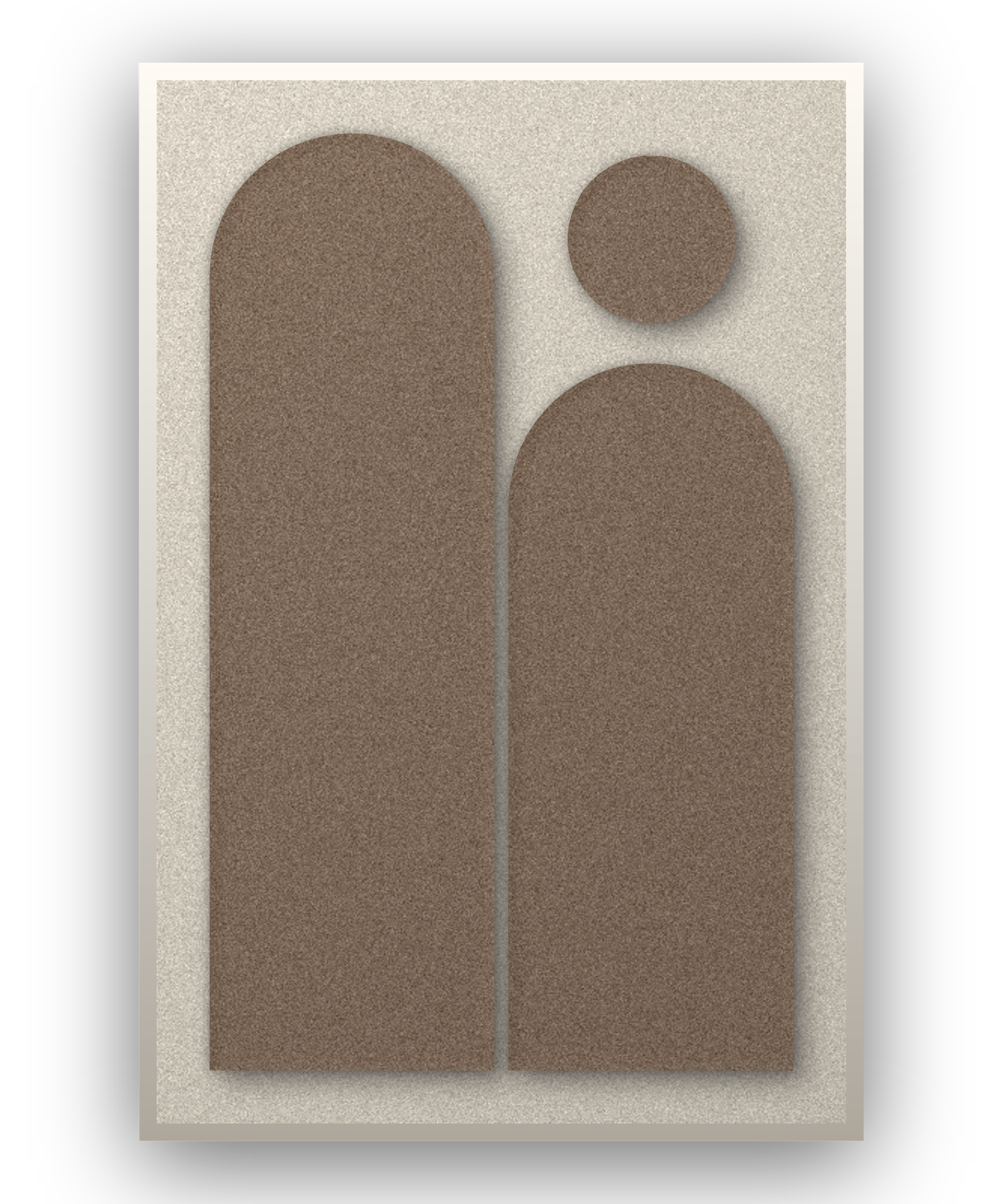 Arch Gate Cocoa Akustikfilz-Paneel mit weißem Schattenfugenrahmen, freigestellt
