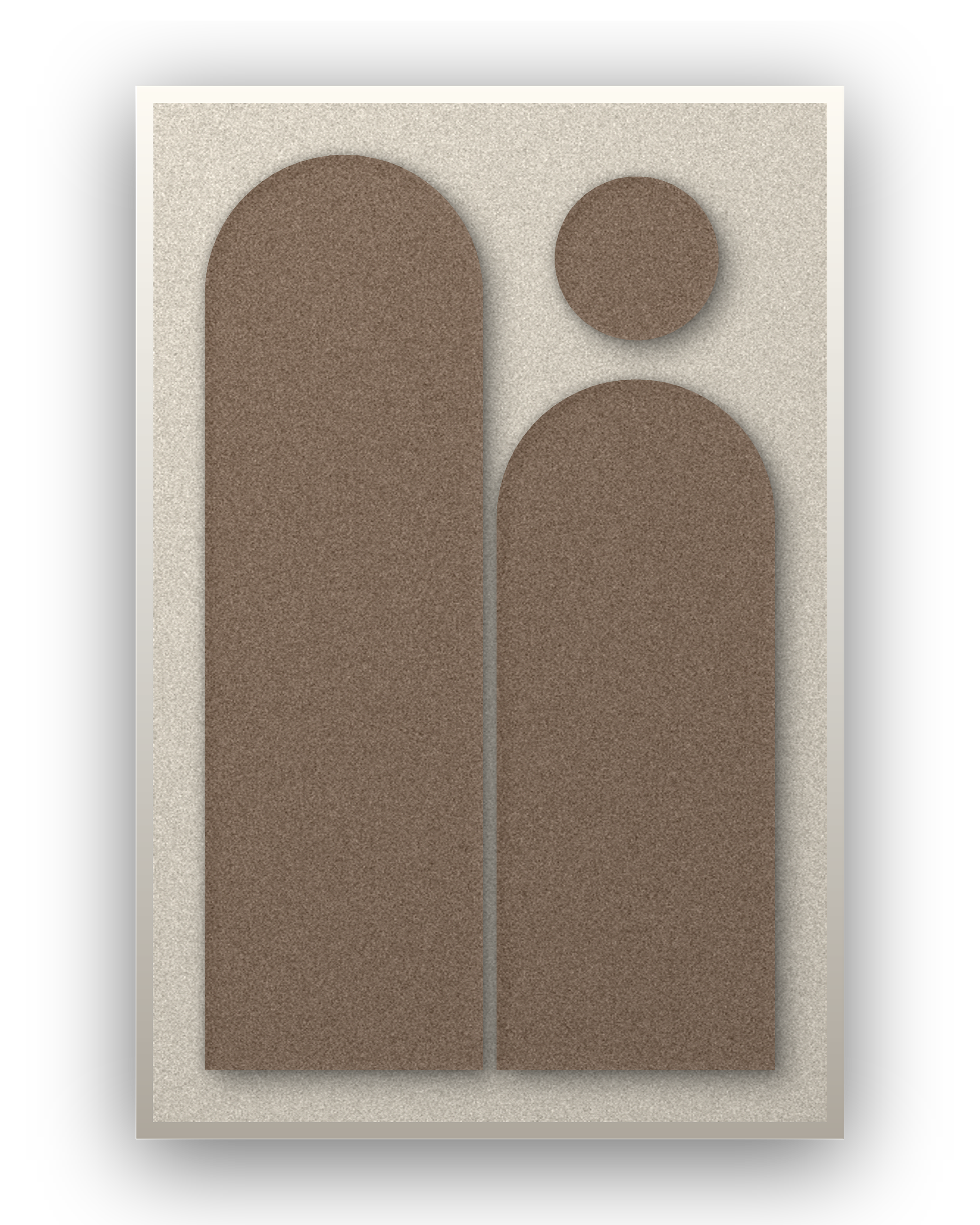 Panneau en feutre acoustique Arch Gate Cocoa avec cadre caisse blanc, détouré