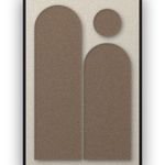 Panneau en feutre acoustique Arch Gate Cocoa avec éléments appliqués brun café sur ivoire, cadre caisse noir