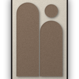 Panneau en feutre acoustique Arch Gate Cocoa avec éléments appliqués brun café sur ivoire, cadre caisse noir