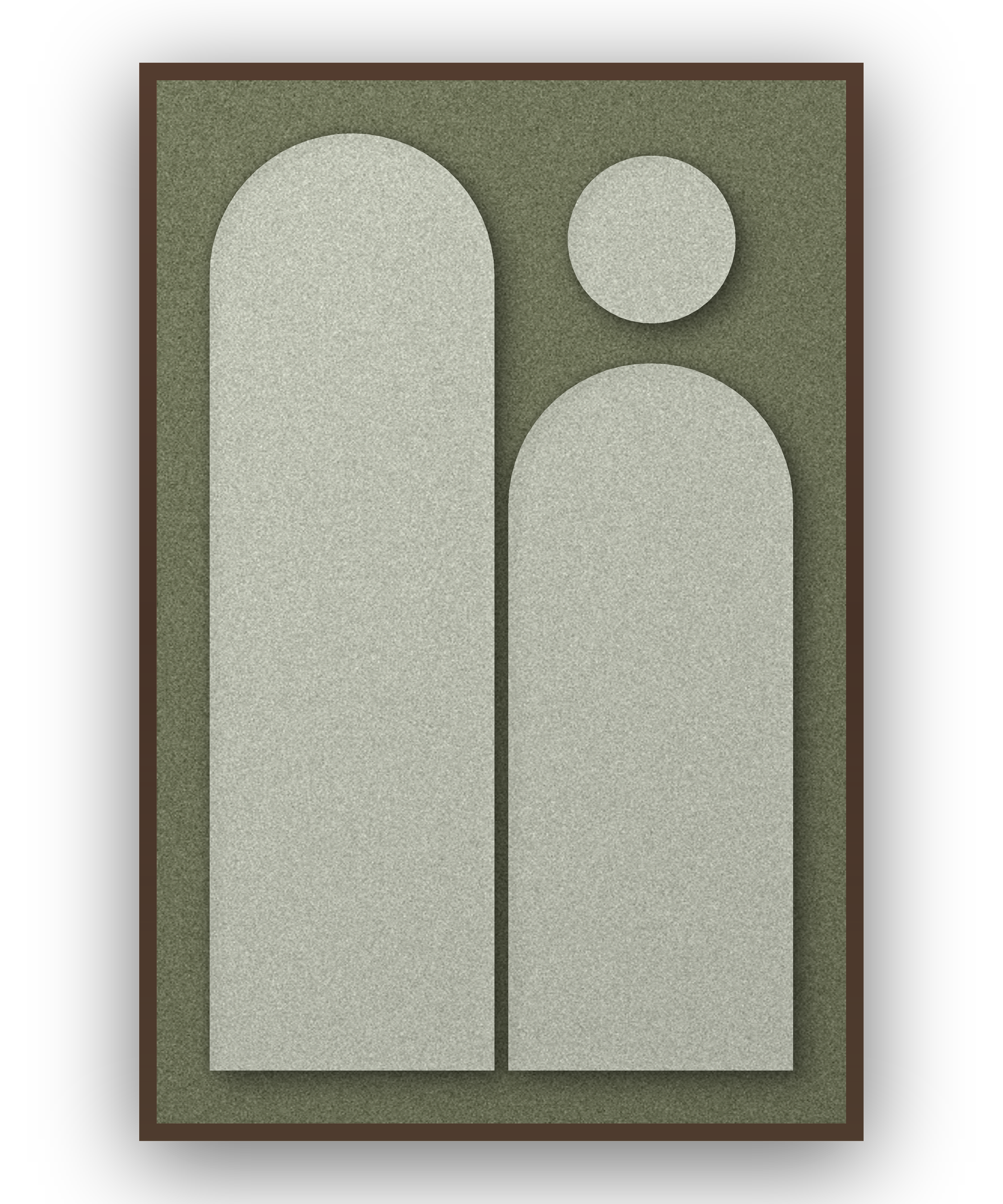 Arch Gate Fern Akustikfilz-Paneel mit kastanienbraunem Schattenfugenrahmen (Wenge), freigestellt
