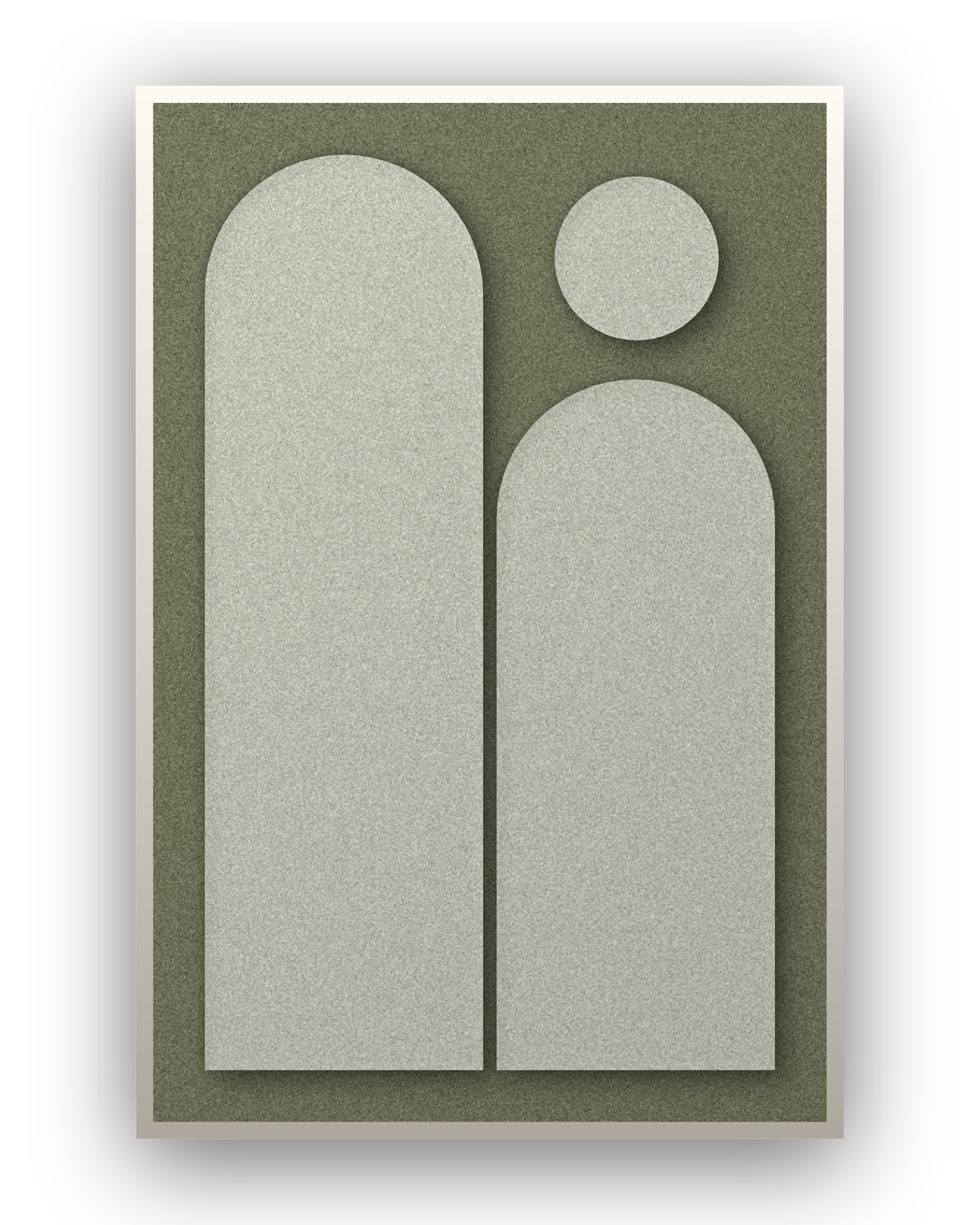 Panneau en feutre acoustique Arch Gate Fern avec cadre caisse blanc, détouré