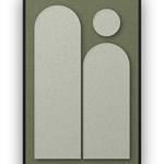 Panneau en feutre acoustique Arch Gate Fern avec éléments appliqués gris-vert sur vert forêt, cadre caisse noir