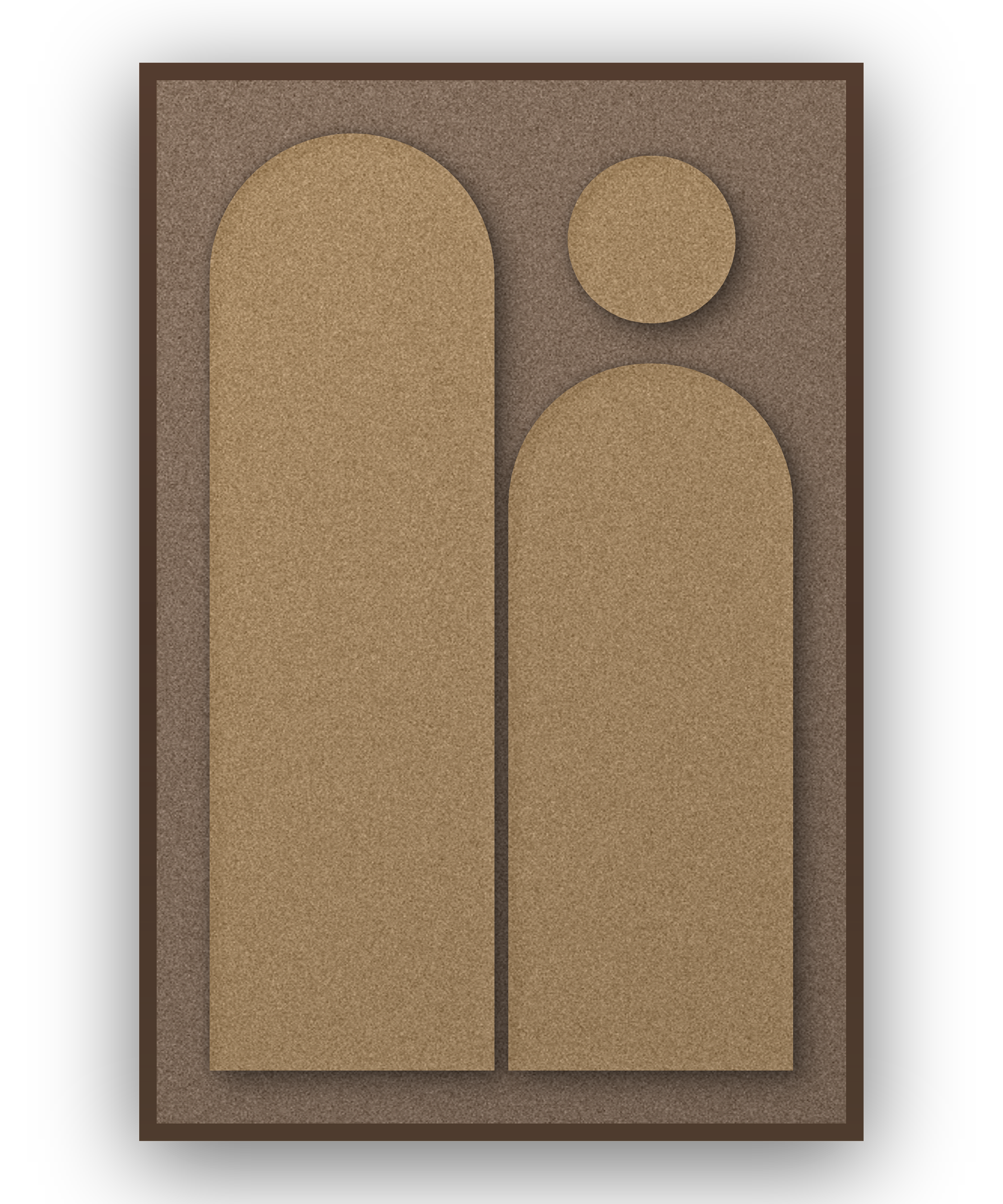 Arch Gate Latte Akustikfilz-Paneel mit kastanienbraunem Schattenfugenrahmen (Wenge), freigestellt