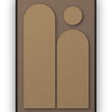Panneau en feutre acoustique Arch Gate Latte avec éléments appliqués brun latte sur brun café, cadre caisse noir