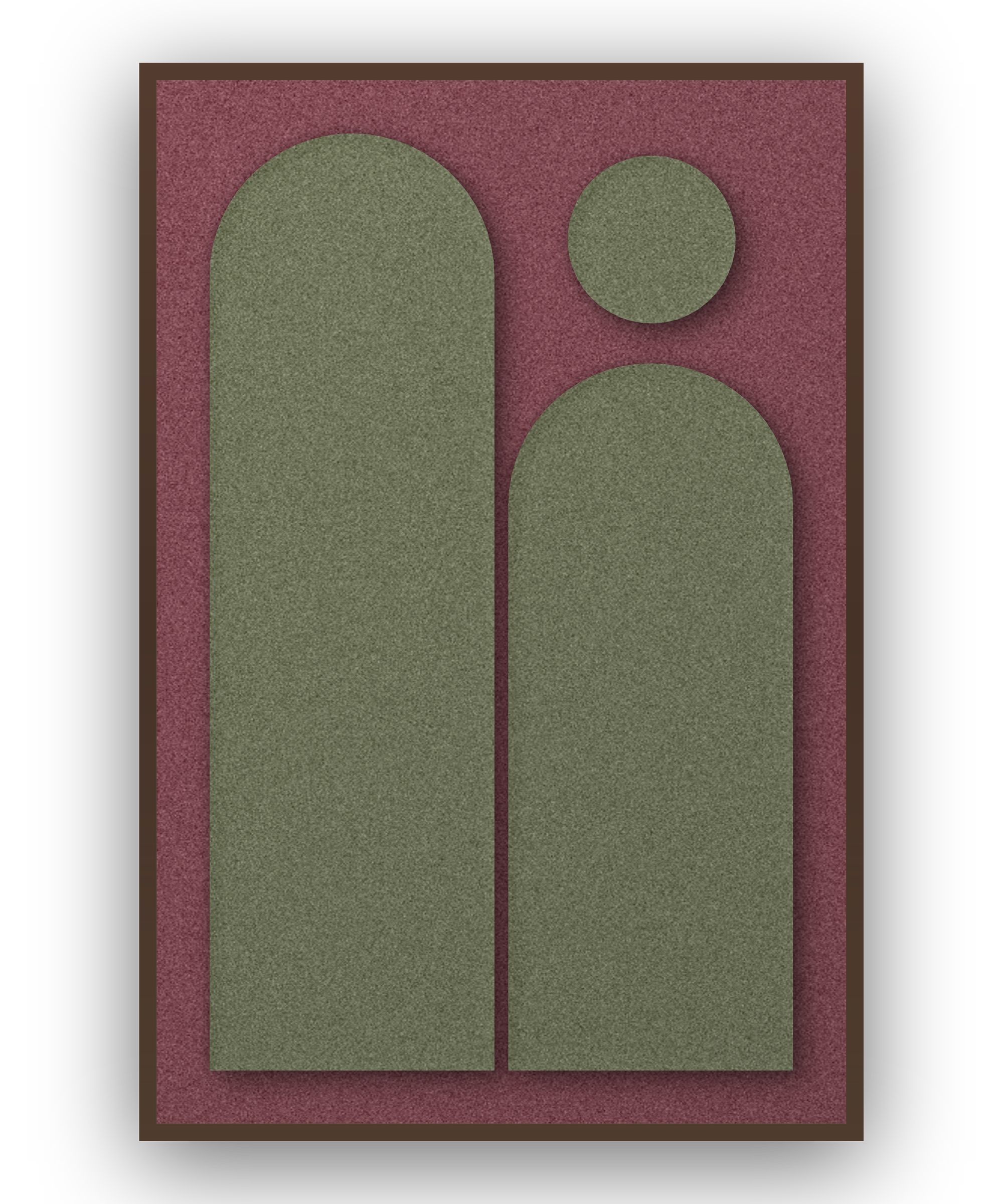 Arch Gate Wine Akustikfilz-Paneel mit kastanienbraunem Schattenfugenrahmen (Wenge), freigestellt