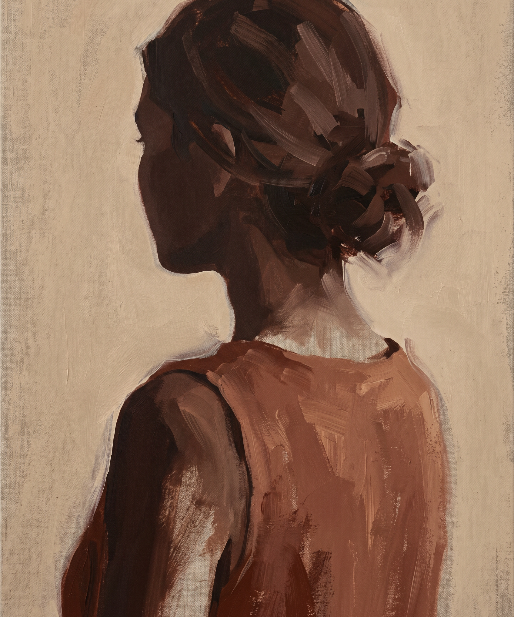 Backlit Poise - portret vrouw van achteren wanddecoratie
