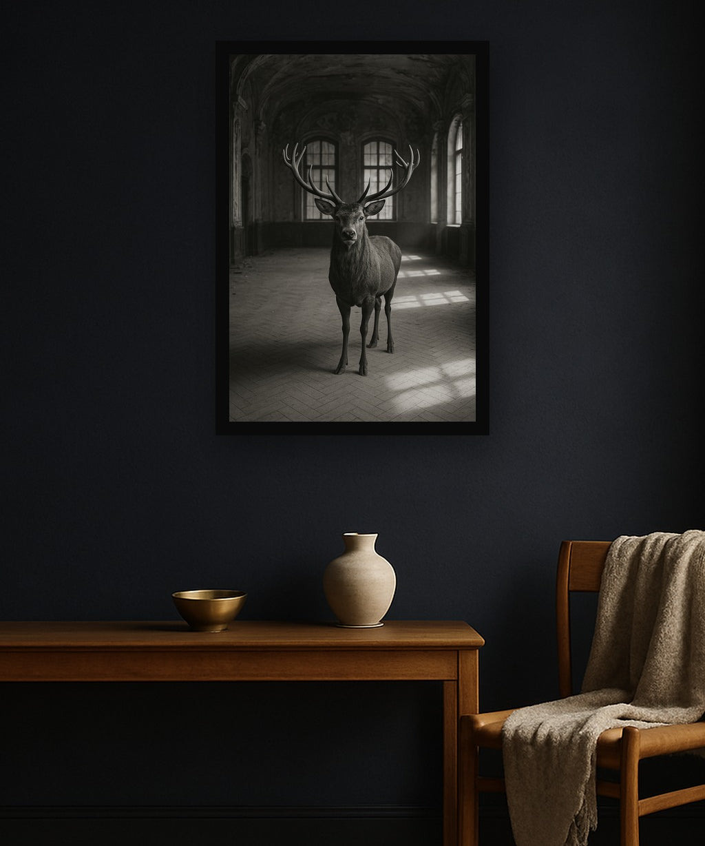 Ballroom Stag interieur mockup met zwarte lijst