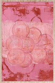 Décoration murale Wandkraft : Décoration murale rose aux bulles transparentes sur cercles et fond rose-rouge, style moderne. pour un intérieur élégant