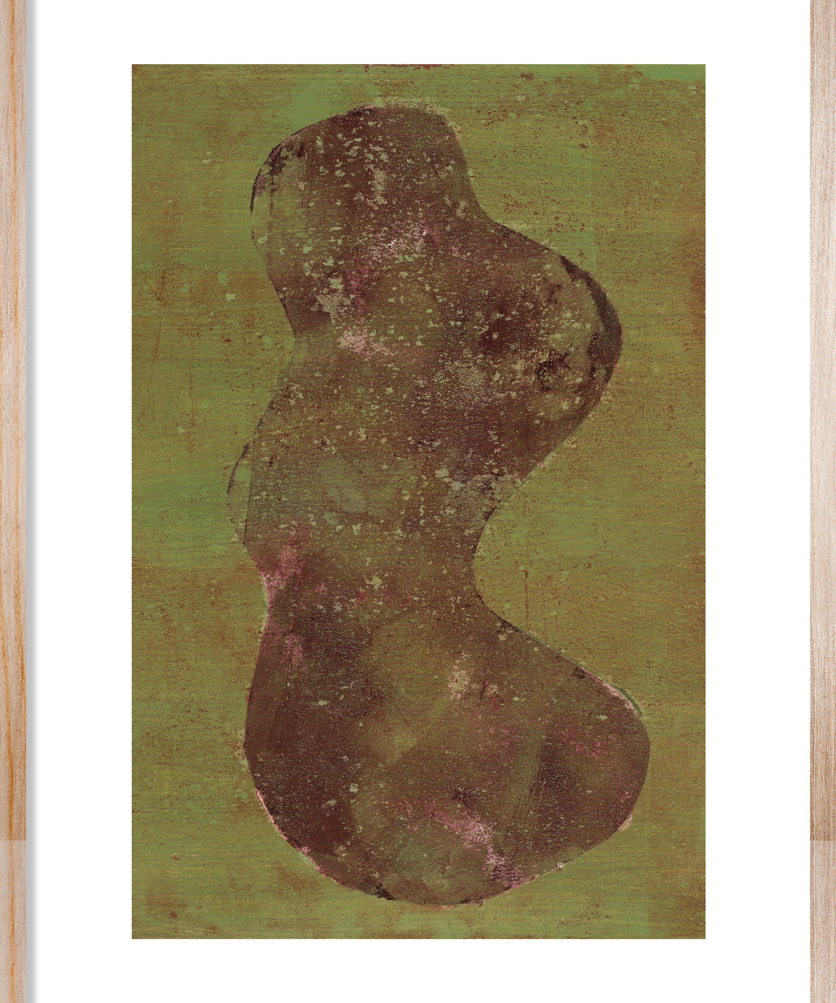 Shadow in Green Walldecoration Wandkraft 40x50 cm Houten Lijst Blank B