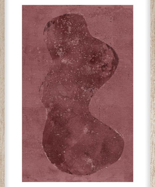 Shadow Green old Pink Walldecoration Wandkraft 30x40 cm Houten Lijst Blank B