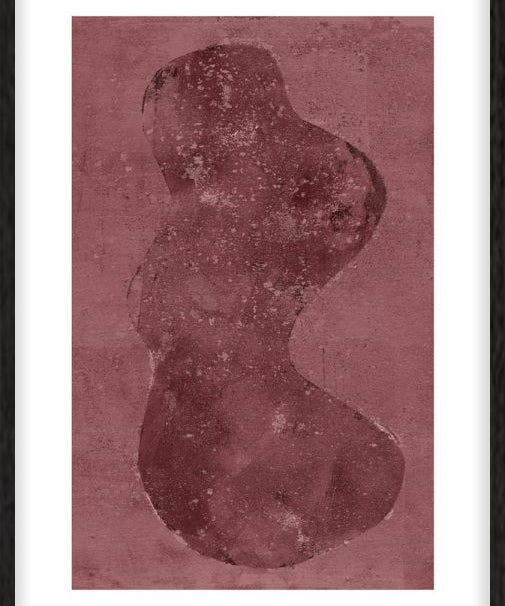 Shadow Green old Pink Walldecoration Wandkraft 30x40 cm Houten Lijst Zwart B