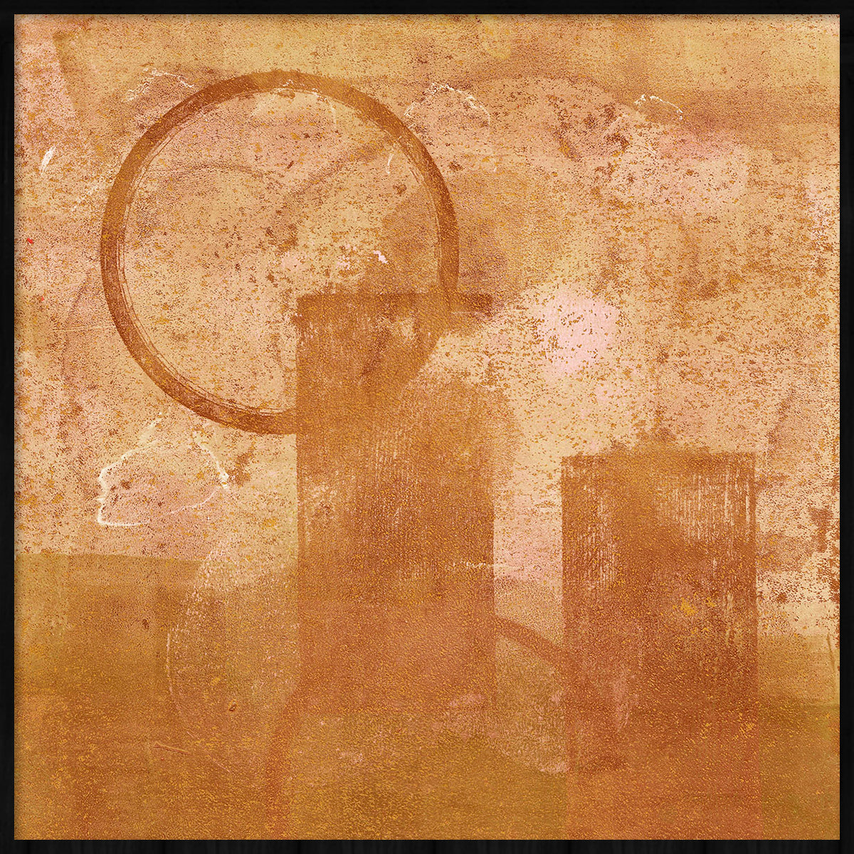Sunrise in Orange Walldecoration Wandkraft 30x30 cm Houten Lijst Zwart A
