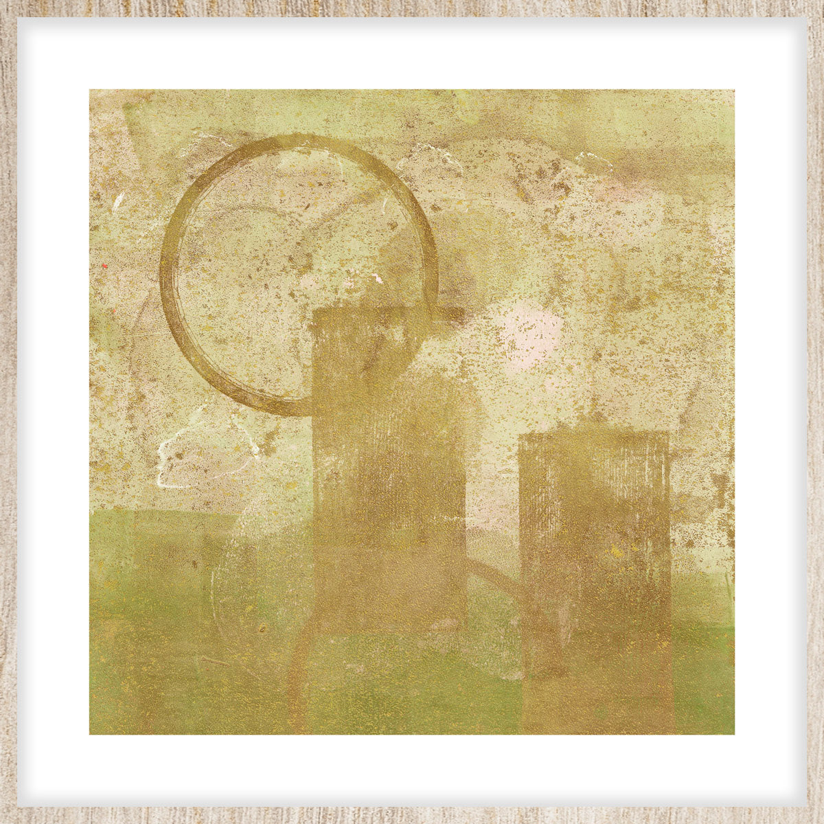 Sunrise in Yellow Walldecoration Wandkraft 74x74 cm Houten Lijst Blank B