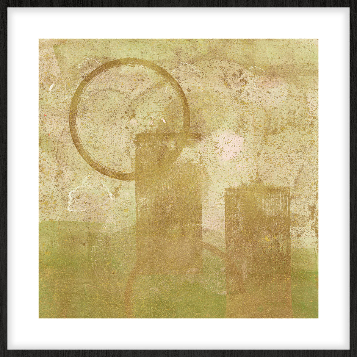 Sunrise in Yellow Walldecoration Wandkraft 74x74 cm Houten Lijst Zwart B