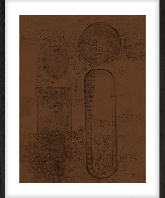 Mother and Child in brown Walldecoration Wandkraft 40x50 cm Baklijst Zwart B