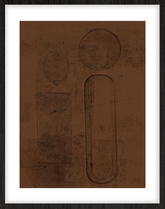 Mother and Child in brown Walldecoration Wandkraft 30x40 cm Houten lijst zwart B