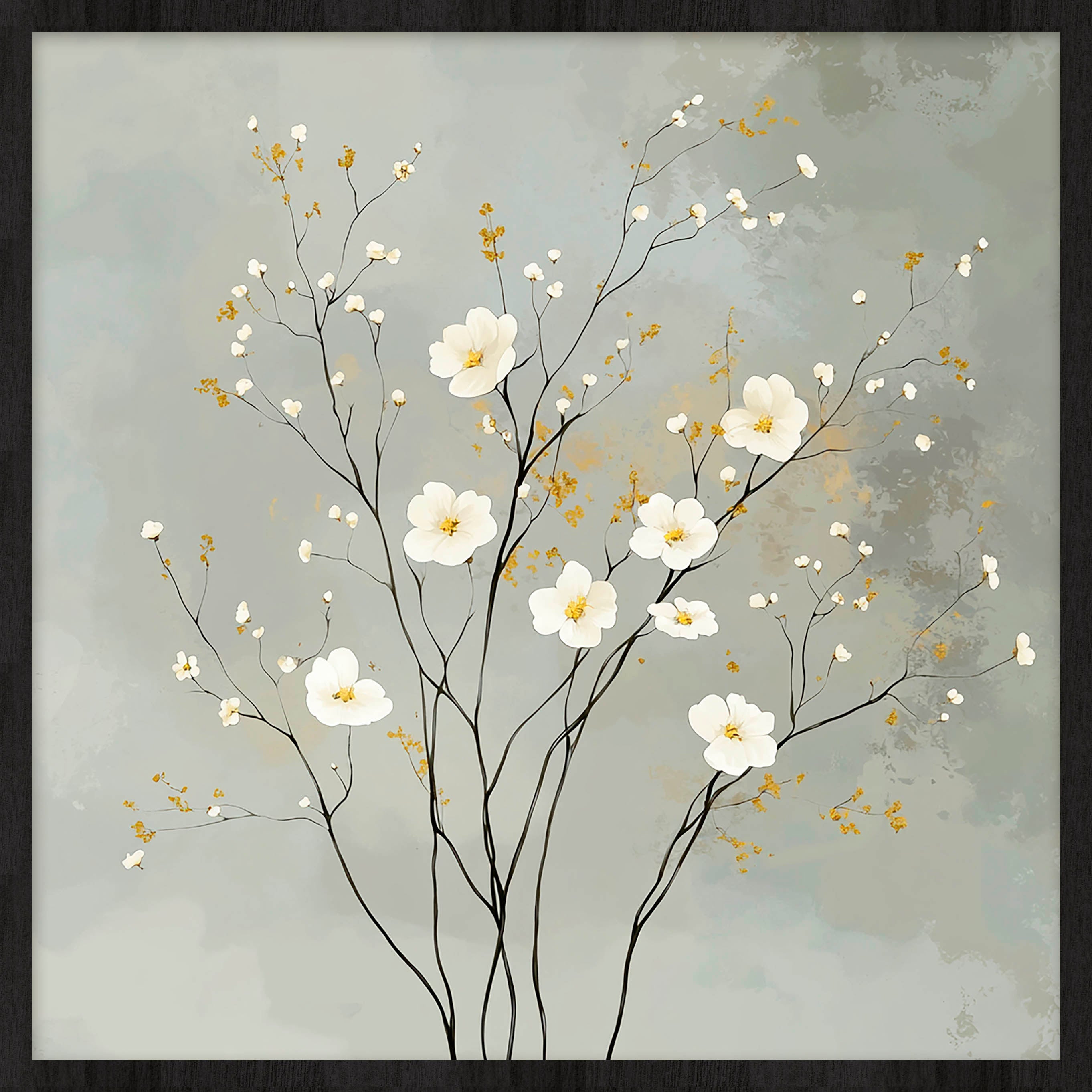 Ethereal Bloom Walldecoration Wandkraft 74x74 cm Baklijst Zwart