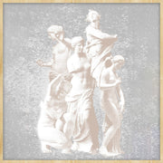 Décoration murale Wandkraft : Cinq statues féminines classiques au style estompé, cadre en bois clair, ambiance paisible - décoration murale Funky 019 de Wandkraft. pour un intérieur élégant