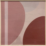 Décoration murale Wandkraft : art abstrait minimaliste en rose et rouge sur un panneau crème, décoration murale moderne de Wandkraft. Pour un intérieur élégant