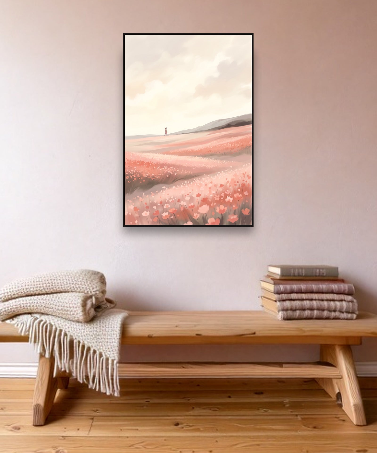 Blossom Field ambiance avec cadre caisse noir dans un intérieur scandinave