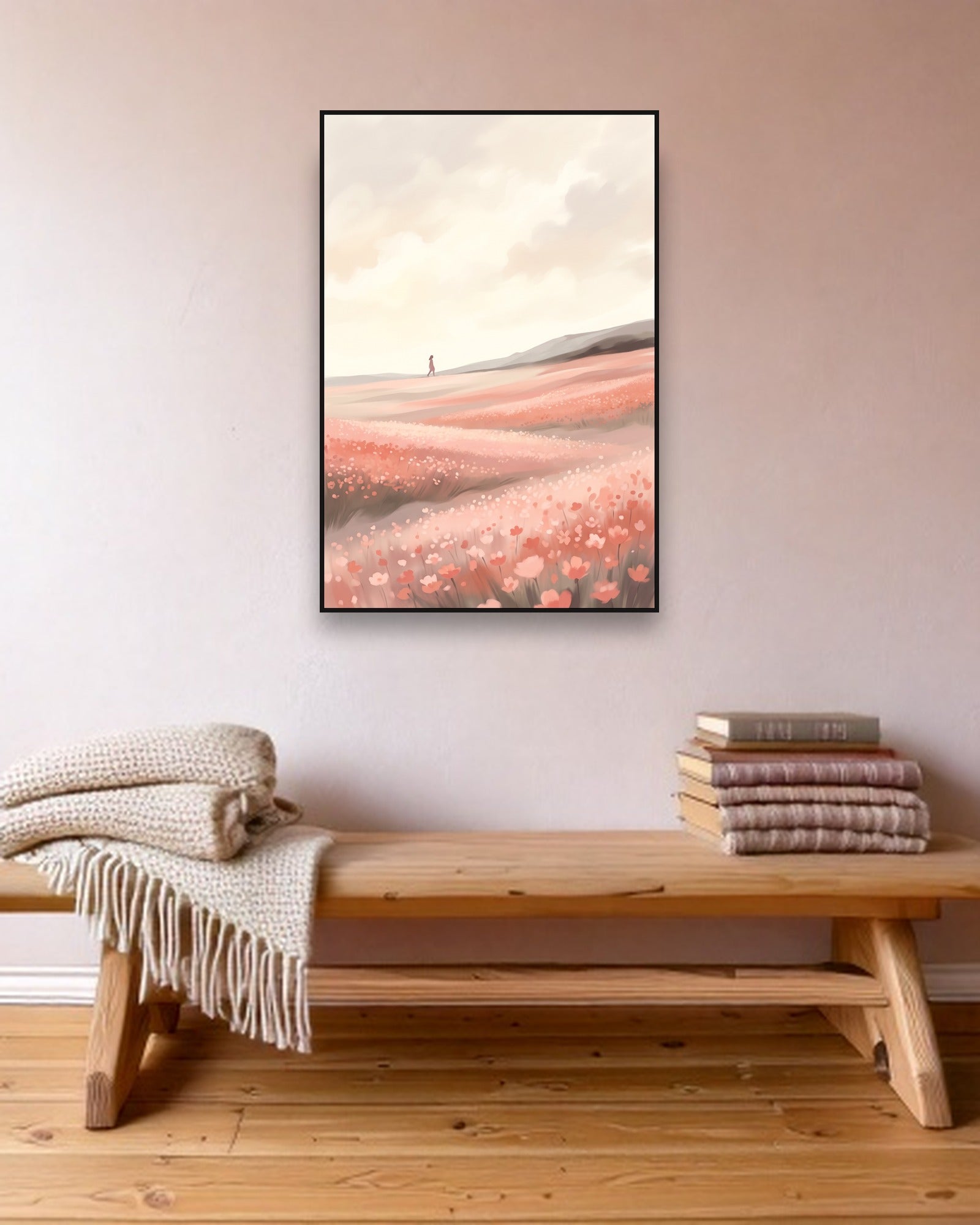 Blossom Field ambiance avec cadre caisse noir dans un intérieur scandinave