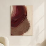 Bronze Horizon van Wandkraft op canvas zonder lijst, vlak aan de muur, in een licht Scandinavisch interieur.