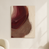 Bronze Horizon van Wandkraft op canvas zonder lijst, vlak aan de muur, in een licht Scandinavisch interieur.
