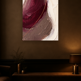 Bronze Horizon van Wandkraft op canvas zonder lijst, vlak aan de muur, in een verfijnd dark-luxury interieur.
